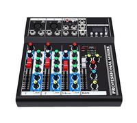 Fafeicy Mezclador de Audio de 4 Canales, Controlador de Sonido para DJ, Consola Mezcladora con Bluetooth, Alimentación Fantasma de 48V para Grabación de Estudio en Vivo