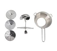 Fafeicy Molinillo de Alimentos de Acero Inoxidable, Triturador de Alimentos Manual con 3 Platos de Molienda para Mermeladas, Comida para Bebés y Sopas, Ideal para Cocinar en Casa