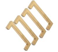 Fafeicy Paquete de 4 Manijas Doradas para Gabinetes de Cocina de Acero Inoxidable, Tiradores para Cajones con Diseño Moderno para Reemplazo de Puertas de Muebles de Armario (12 * 12 * 160)