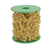 Fafeicy Perla de Caña de Perla Electroalizada de 60 Metros Garland de Cinta de Perlas para la Decoración de la Fiesta de Bodas 3 Mm y 8 Mm (color dorado)
