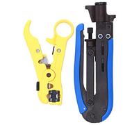 Fafeicy Pinzas Pelacables Coaxiales para RG59 RG6 RG11, Herramienta de | Hoja de Acero, Corta UTP/STP y Cables Telefónicos Planos, Compatible con Cabezales F Métricos y Británicos