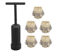 Fafeicy Portalámparas de Cerámica G9, 5 Piezas, Base de Aleación de Zinc, con Herramienta de Extracción, 25 mm x 125 mm