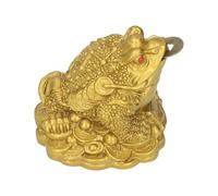 Fafeicy Rana del Dinero Feng Shui, Sapo de la Riqueza con Moneda, Decoración Dorada para Atraer Prosperidad y Buena Suerte en Hogar y Oficina (6x6x5 cm)