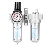 Fafeicy Regulador de Filtro de Aire Regulador de Presión de Aire de Plástico de Aluminio 0 a 1.0MPa 14 Pulgadas Entrada Salida Trampa de Humedad Lubricador para Compresor de
