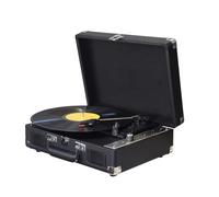 Fafeicy Reproductor de Discos Vintage con Grabación USB 33 45 78 RPM Tirnable para 7 10 12 Pulgadas Fonógrafo Portátil Portátiles Entrada de de 3.5 Mm de 3.5 Mm (Black)