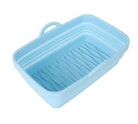 Fafeicy Revestimiento Cuadrado Plegable de Silicona para Freidora de Aire, Cesta Rectangular para Freidora con Asas, Inserto Reutilizable para de Aire para Hornear en Familia, Acampar, Barbacoa (BLUE)
