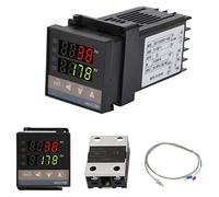 Fafeicy REX-C100 Controlador de Temperatura PID para Industria Eléctrica y Química, 0-1300°C, 110-240V, Precisión 0.5% FS, Resolución 14 bits con LED