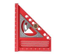 Fafeicy Rotor de Madera de Aluminio Cuadrado Cuadrado en la Regla de Medición de Varios ángulos de Aluminio 3D para Ingenieros y Carpinteros (rojo y gris)