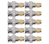 Fafeicy SMA Male a BNC Male Adaptador, Conector de Conversión Coaxial Resistente a la Corrosión de 10 Piezas Conector de Conversión Coaxial Fácil de Instalar para Equipos Inalámbricos para Sistemas