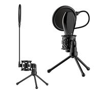 Fafeicy Soporte para Trípode para Micrófono, Soporte para Micrófono de Escritorio ABS con Filtro Pop Doble, Cuello de Cisne Ajustable de 180 Grados para Podcast de Transmisión de Estudio de