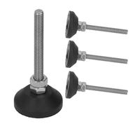 Fafeicy Soportes de Nivelación Giratorios Ajustables 4 Piezas M6x50, Almohadillas Deslizantes Negras para Muebles con Base de Goma de Nailon para Máquinas y Muebles