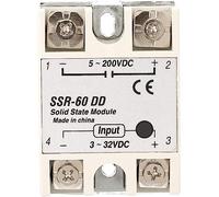 Fafeicy SSR-60DD Relé de estado sólido, DC-DC 60A 3-32VDC a 5-200VDC SSR, Anti-vibración, para equipos petroquímicos, maquinaria de alimentos