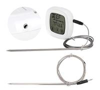 Fafeicy Termómetro Digital para Barbacoa con Pantalla Táctil, Termómetro de Temperatura de Carne ABS con 2 Sondas Plegables, Temporizador, 8 Modos de Carne, 5 Niveles de Sabor para Asar, Hornear,