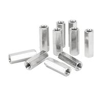 Fafeicy Tuerca de Acoplamiento Hexagonal M5x0.8, Acero Inoxidable 304, 25mm, Conector de Varilla Roscada, 20 Piezas