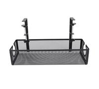 Fafeims Bandeja de Gestión de Cables Debajo del Escritorio, Organizador Trapezoidal con Orificio Circular Eficiente para Oficina de Estudio, Acero Al Carbono (Black)