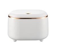 Fafeims Bote de Basura Pequeño, Cubo de Basura de Plástico Ovalado para Encimera de Escritorio con Tapa Tipo Prensa, Cesto de Compacto para Oficina, Cocina, Dormitorio y Coche (WHITE)