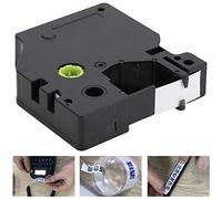 Fafeims Cinta de Etiquetas Laminada Impresión Transparente de 12 X 7000 Mm para LM-160/280, Negro sobre Blanco, Adecuada para LabeIManager, Etiquetadora Portátil, para Máquina de Marcar, Hecha de PET