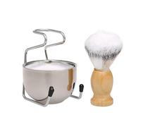 Fafeims Kit de Afeitar 3 en 1 con Cepillo Sintético, Tazón de Acero Inoxidable, Soporte para Hombres, Juego de Afeitado Húmedo Tradicional sin Materiales Animales