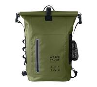 Fafeims Mochila Ergonómica Impermeable de 25L para Hombres, Bolsa Seca Al Aire con Bolsillo para Botella para Acampar, Kayak, Mochilero de Tela de Malla de PVC 500D (Ejercito Verde)