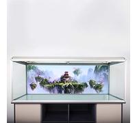 Fafeims Póster para Pecera, Adhesivo Impermeable, Patrón de Castillo del Cielo, Decoración de Acuario, Material de PVC, 61x30cm para Decoración de Peceras (91 * 50CM)