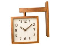 Fafeims Reloj de Esquina Cuadrada, Reloj de Pared Lateral Doble Silencioso Simple para Decoración de Madera de Sala de Estar (Madera Oscura)