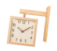 Fafeims Reloj de Esquina Cuadrada, Reloj de Pared Lateral Doble Silencioso Simple para Decoración de Madera de Sala de Estar (Color Madera)