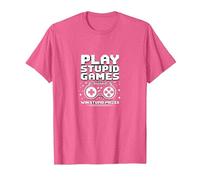 FAFO Jugar Juegos Estúpidos GANA Premios Estúpidos Humor Jugador Camiseta, Hombre, Rosa Jaspeado, 3XL