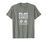 FAFO Jugar Juegos Estúpidos GANA Premios Estúpidos Humor Jugador Camiseta, Hombre, Verde Militar Jaspeado, S
