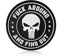 FAFO Punisher PVC Patch - Fuck Around and Find Out, Funny Tactical Patches, Molle Accessories | Military Morale Patch for Clothes, Hat, Backpack, Dog Harness | Hook and Loop, 3D Rubber (Skull - White)