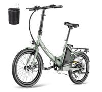 Fafrees Bicicleta eléctrica F20 Light, 20" Bicicleta Urbana Eléctrica Plegable, Motor 250W, Batería Extraíble 36V 16.75AH, Alcance 60-120 km, Unisex Adulto E-Bike (Cesta 12L, Verde)