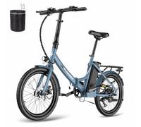 Fafrees Bicicleta eléctrica F20 Light, 20" Bicicleta Urbana Eléctrica Plegable, Motor 250W, Batería Extraíble 36V 16.75AH, Alcance 60-120 km, Unisex Adulto E-Bike (Cesta 12L, Azul)