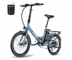 Fafrees Bicicleta eléctrica F20 Light, 20" Bicicleta Urbana Eléctrica Plegable, Motor 250W, Batería Extraíble 36V 16.75AH, Alcance 60-120 km, Unisex Adulto E-Bike (Cesta 12L, Azul)