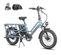 Fafrees Bicicleta Eléctrica Longtail FF20 CUV, 2 x Baterías de 12 Ah Bici de Carga Eléctrica 250W para Adultos, Capacidad de 200 kg, Alance 100-140 KM (Estándar, Azul)