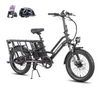 Fafrees Bicicleta Eléctrica Longtail FF20 CUV, 2 x Baterías de 12 Ah Bici de Carga Eléctrica 250W para Adultos, Capacidad de 200 kg, Alance 100-140 KM (Estándar, Negro)