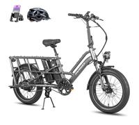 Fafrees Bicicleta Eléctrica Longtail FF20 CUV, 2 x Baterías de 12 Ah Bici de Carga Eléctrica 250W para Adultos, Capacidad de 200 kg, Alance 100-140 KM (Estándar, Gris)