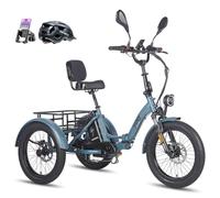 Fafrees F20 Mate Triciclo Eléctrico, Batería de 48 V/23.45 Ah, Asiento Trasero, 65N·m, Triciclo eléctrico Plegable de 20" x 3,0" para Adultos Mayores, Alcance 70-120 KM (Azul)