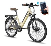 Fafrees Oficial Bicicleta Electrica, 26" Bici Electrica con App, Batería Extraíble 36V 14,5 Ah para 100KM, 250W 25KM/H Ciudad Bicycle Electric, F26 Pro Upgrade Ebike Oro