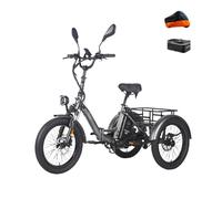 Fafrees Triciclo eléctrico de 20 pulgadas x 3,0 pulgadas, F20 Mate e-Bike triciclo plegable, triciclo de carga 48 V 18,2 Ah, batería e Bike 3 ruedas 65 N.m (cesta trasera de equipaje), color gris