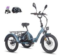 Fafrees Triciclo Eléctrico Ebike F20 Mate 2025, Batería de 48 V/21 Ah, 65N·m, Triciclo eléctrico Plegable de 20" x 3,0" para Adultos Mayores, 25KM/H, Alcance 120 KM (Cesta estándar, Azul)