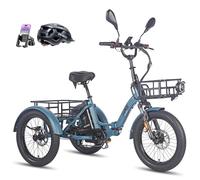 Fafrees Triciclo Eléctrico Ebike F20 Mate 2025, Batería de 48 V/21 Ah, 65N·m, Triciclo eléctrico Plegable de 20" x 3,0" para Adultos Mayores, 25KM/H, Alcance 120 KM (Cesta Delantera, Azul)
