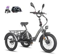 Fafrees Triciclo Eléctrico Ebike F20 Mate 2025, Batería de 48 V/21 Ah, 65N·m, Triciclo eléctrico Plegable de 20" x 3,0" para Adultos Mayores, 25KM/H, Alcance 120 KM (Cesta estándar, Gris)
