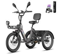 Fafrees Triciclo Eléctrico F20 Mate II, Motor de 250 W, 2 Cestas, Triciclo Eléctrico Plegable de Carga de 20" x 2,5" para Adultos, Alcance 100km (Negro Metalizado, Amperio-Hora, 25)