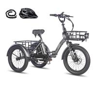 Fafrees Triciclo Eléctrico F20 Mate para Adultos, Plegable 20" x 3", Batería de 48 V/18,2 Ah, Frenos Hidráulicos, Triciclo de Carga Eléctric, Alcance 110km (Cesta Delantera, Gris)