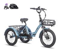 Fafrees Triciclo Eléctrico F20 Mate para Adultos, Plegable 20" x 3", Batería de 48 V/20 Ah, Frenos Hidráulicos, Triciclo de Carga Eléctric 250W, Alcance 115km (Azul, Cesta Delantera)