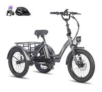 Fafrees Triciclo Eléctrico F20 Mate para Adultos, Plegable 20" x 3", Batería de 48 V/20 Ah, Frenos Hidráulicos, Triciclo de Carga Eléctric 250W, Alcance 115km (Gris, Cesta estándar)
