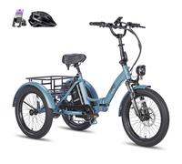 Fafrees Triciclo Eléctrico F20 Mate para Adultos, Plegable 20" x 3", Batería de 48 V/20 Ah, Frenos Hidráulicos, Triciclo de Carga Eléctric 250W, Alcance 115km (Azul, Cesta estándar)
