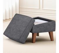 FAGAGA Reposapiés otomano con funda ajustable, reposapiés otomano moderno con almacenamiento, taburete para sala de estar, dormitorio, color gris claro