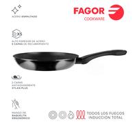 Sartén 28 cm inducción, acero esmaltado, antiadherente xylan ecológico sin pfoa, vitrocerámica, fagor, negro, , indutherm