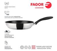 Sartén - FAGOR Inoxtherm, Sartén 28cm Inducción Acero Inoxidable, Antiadherente Titanio Ecológico sin PFOA Vitrocer, 28 cm, Ninguno