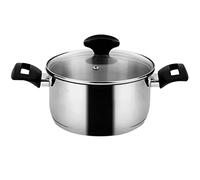 Fagor Alaia Cazuela Inducción 20 cm, 2,8 Litros Acero Inoxidable 18/10, Tapa de Cristal, Fondo Difusor de Triple Capa, Apto para Todas las Cocinas, Vitrocerámica, Gas, Lavavajillas